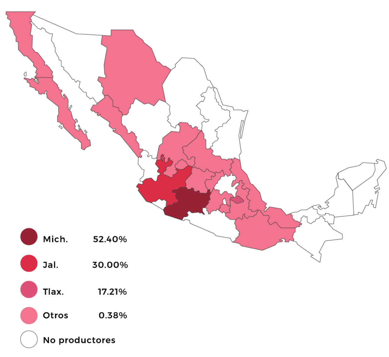 mapa producción fresas mexico